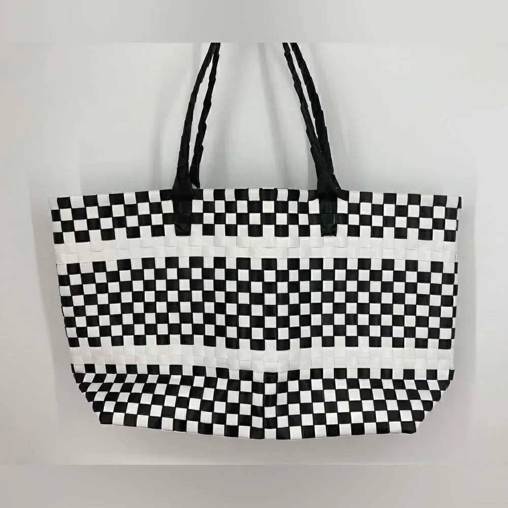 Kate Spade Large Black/White Woven Tote Bag